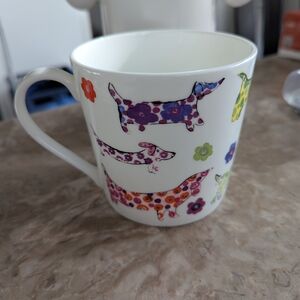 Rose Of England Floral Dachshund Ceramic Mug-Never Used